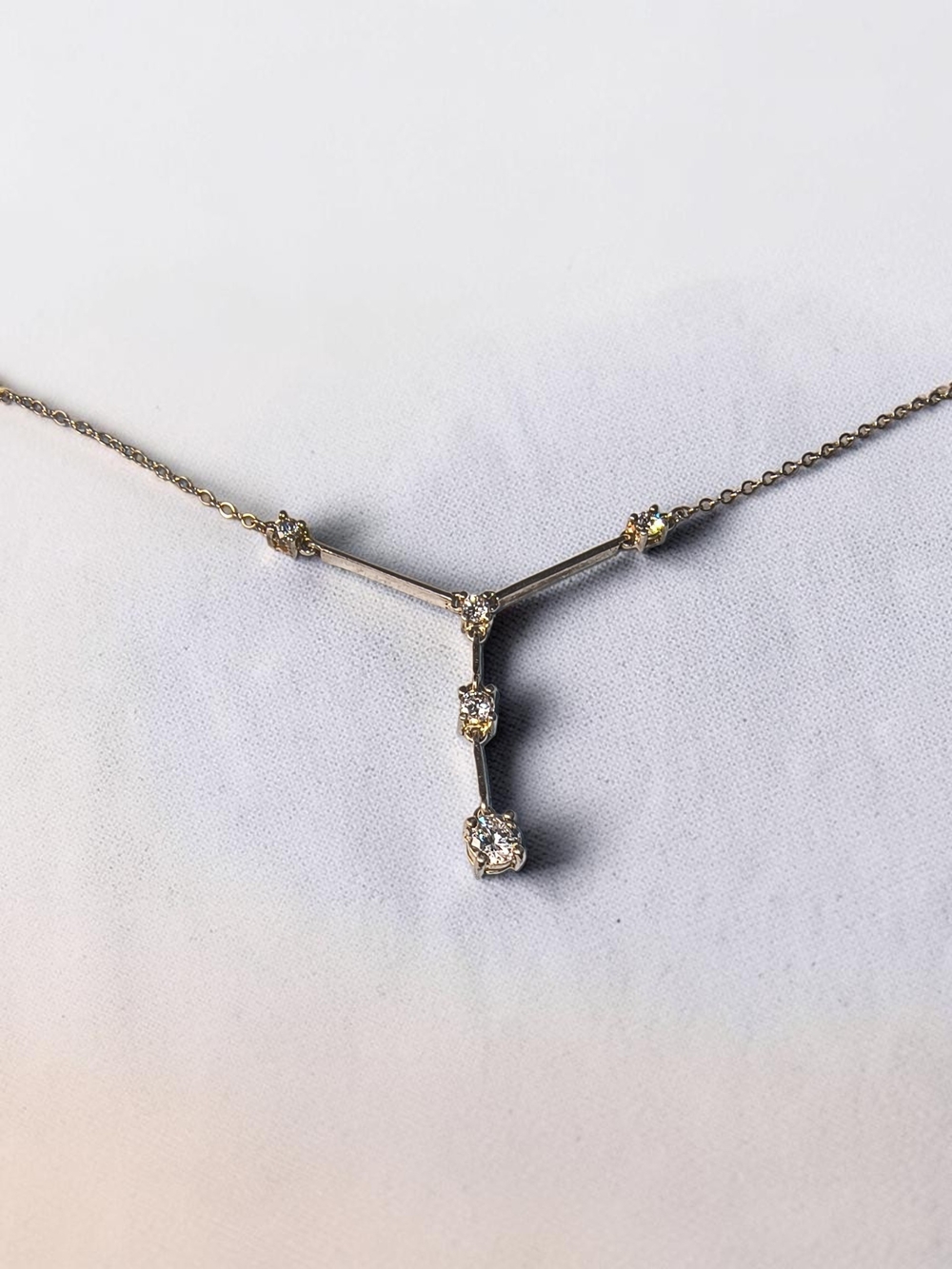 Sterling Silver And CZ Drop Y-Style Pendant Necklace